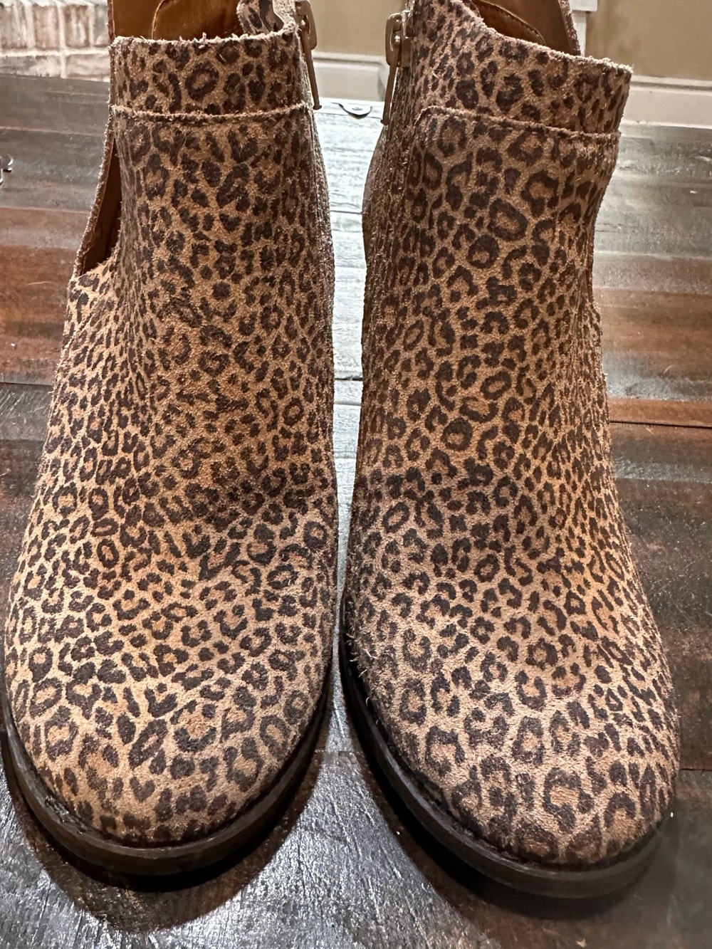 Lucky Brand Leopard-Print Ankle Booties in Tan and Black